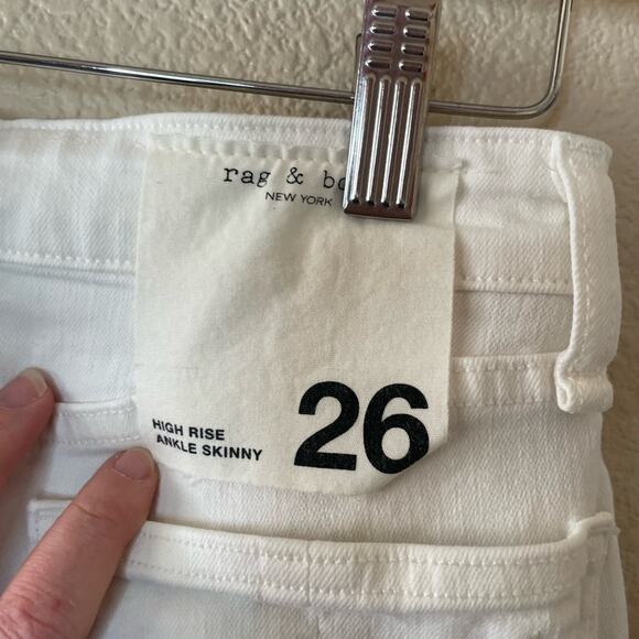Rag & Bone Premium Denim High Rise Ankle Skinny Jeans Minimalist White Size 26 - Picture 5 of 15